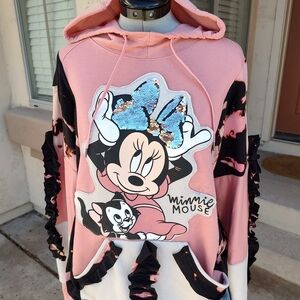 Disney Minnie Mouse Pink Sequin Bow Hoodie